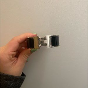Hermès Black and Silver Large Clic Clac H bracelet